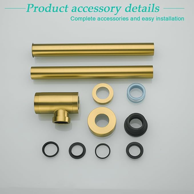 Brass Round Bottle P-Trap 1 1/4, Adjustable Basin Sink Waste Drain Trap Kit - Image 9
