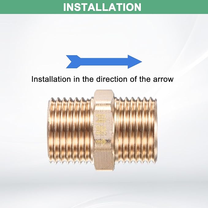 M METERXITY 1-Pack Brass Check Valve, 1/2" Male to 1/2" Male Thread One Way - Image 4