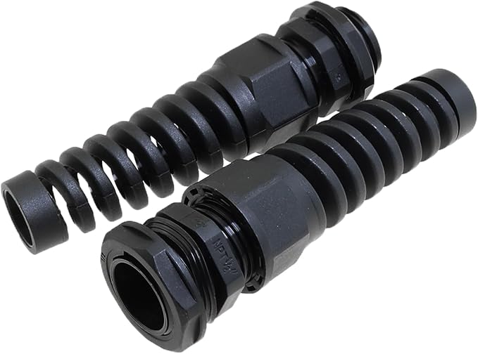 Heyous 2PCS NPT 1/2 Inch IP68 Waterproof Cable Gland Bend Relief Spiral Strain - Image 4