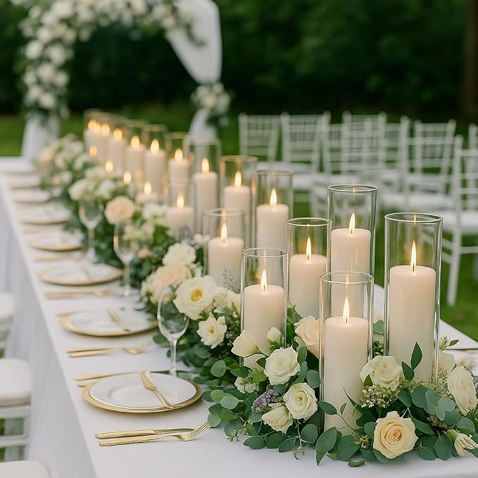 Set of 24 White Pillar Candles - Image 3