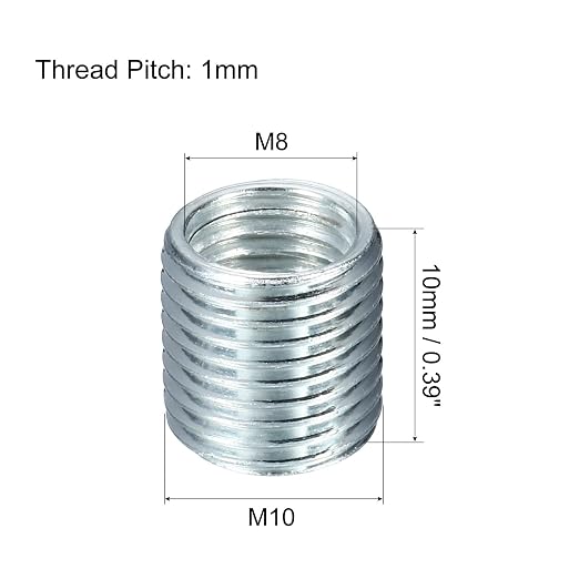 MECCANIXITY Thread Reducing Nuts Insert M10x1mm to M8x1mm 10mm Long - Image 2