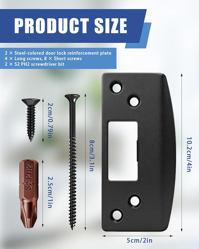 Black Extra Large Door Strike Plate, Adjustable Door Strike Plate, Large-Hole - Image 2