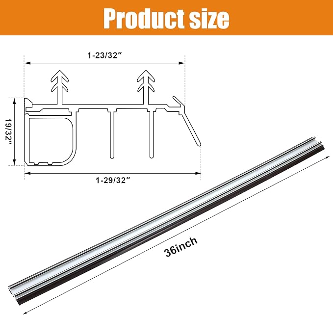 Briwooody 2 Pack 36" Replacement Door Sweep Hardware Double Bubble Kerf Door - Image 2