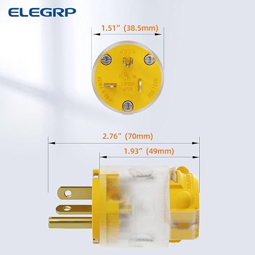 ELEGRP Lighted 20 Amp 125 Volt NEMA 5-20P 2 Pole 3 Wire Grounding Straight - Image 5