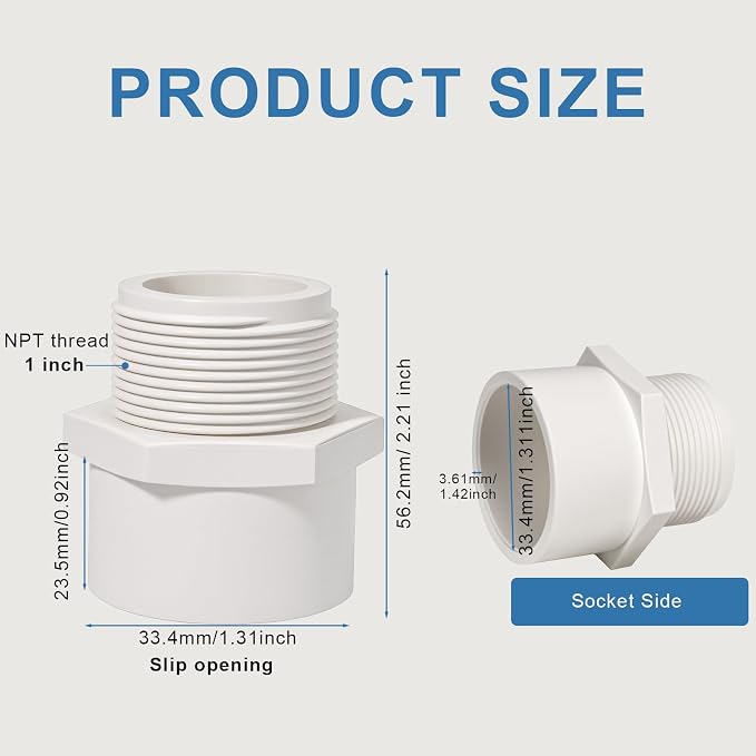 1 Inch Male Thread PVC Fittings White 2-Way PVC Pipe Coupling Adapter Connectors - Image 2