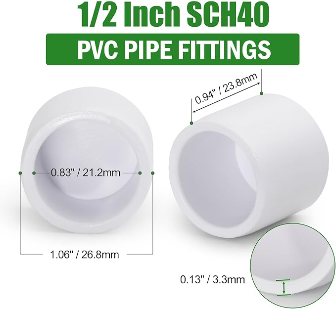 SCH40 PVC Cap 1/2 Inch - Image 3