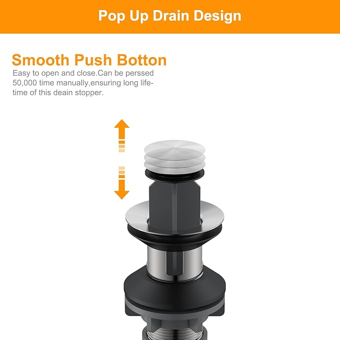 Pop-Up Sink Drain Stopper with Lift Rod and Overflow, Brushed Nickel - Image 6