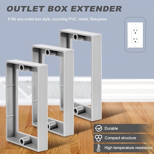 3Pcs 1/2" Single Gang Outlet Box Extenders, Electrical Box Extender Receptacle - Image 4