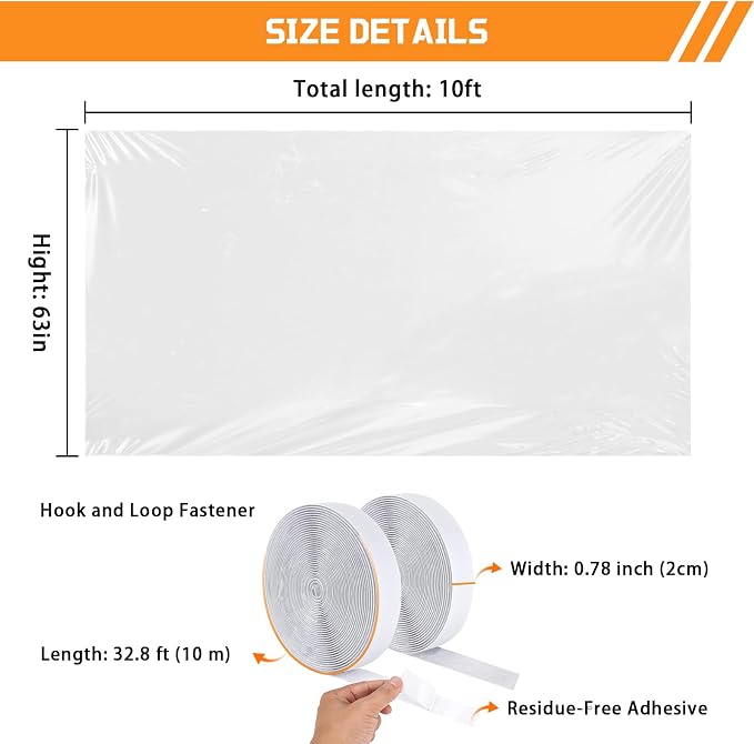 Window Insulation Kit 63 in x 10 ft Cuttable Transparent Film 180μm Thick - Image 3