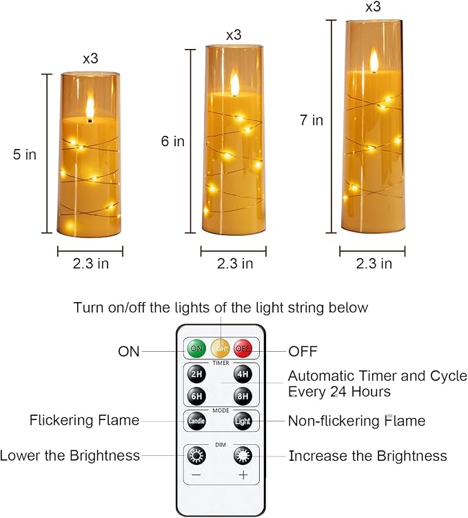 Raycare 9 Pcs Flameless Battery Operated Pillar Candles - Image 6