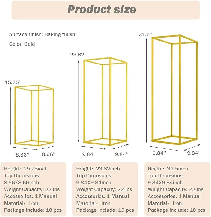 31.5inch 10pcs Gold Wedding Cenerpiece Flower vase, Metal Column Flower Stand - Image 4