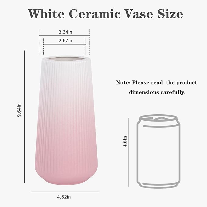 Gradient Pink Ceramic Vase, GUKJOB Cute Flower Vase - Image 2