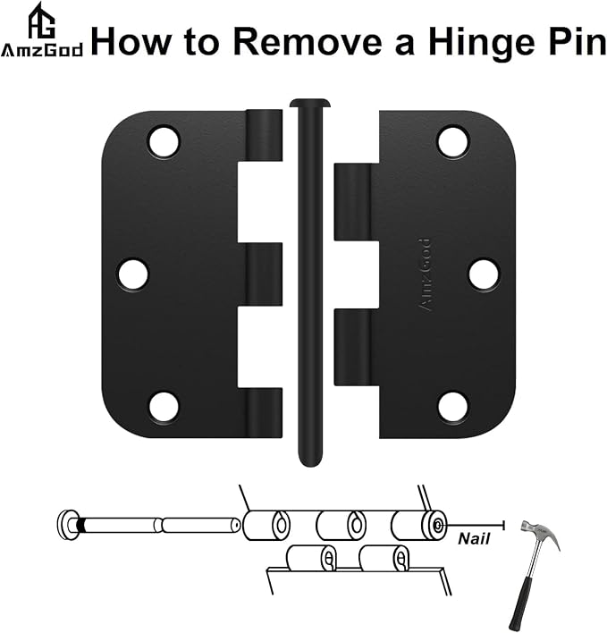 48 Pack Matte Black Door Hinges 3.5 Inch 5/8" Radius Interior | 3-1/2" Rounded - Image 6