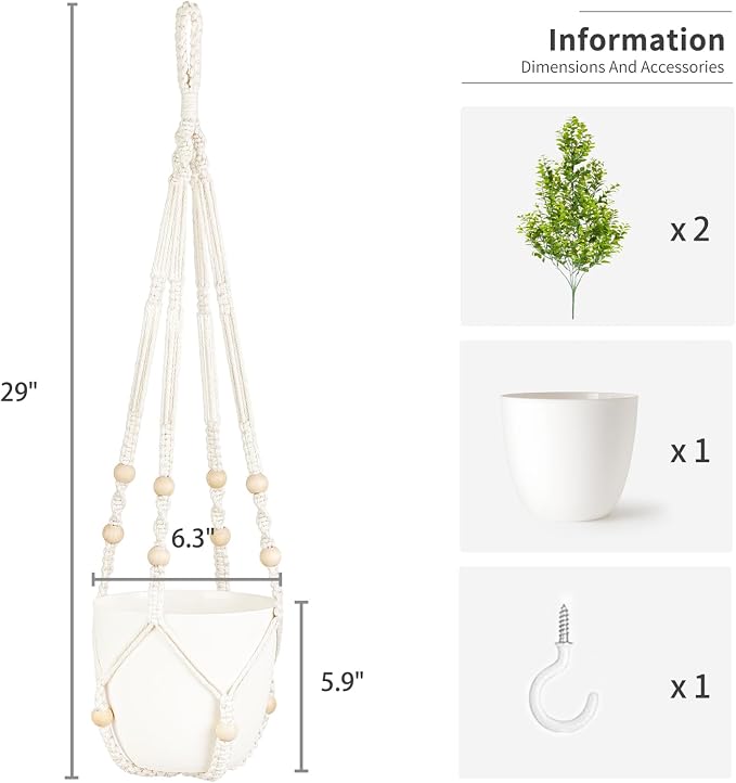 Mkono Fake Hanging Plant, Artificial Hanging Plants - Image 6