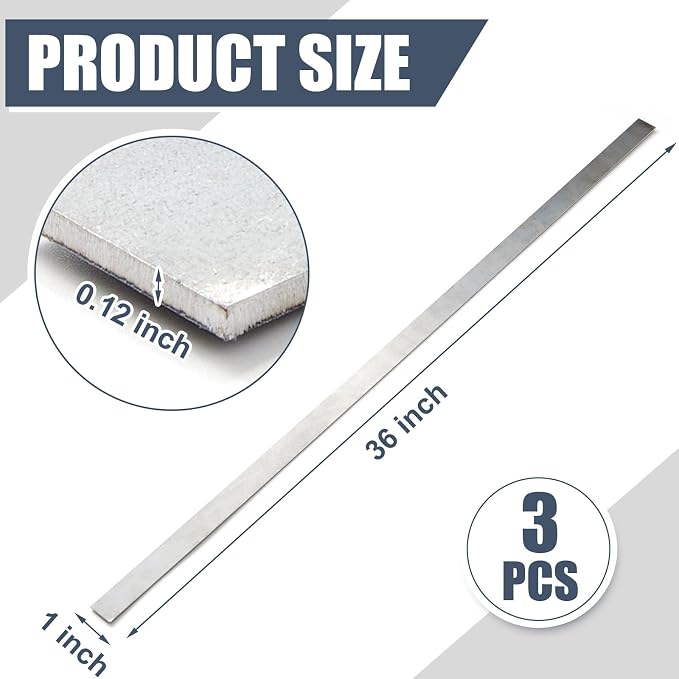 Blulu 3 Pcs 36" x 1" x 1/8" Hot Rolled Steel Flat Bar Solid Flat in Steel - Image 2