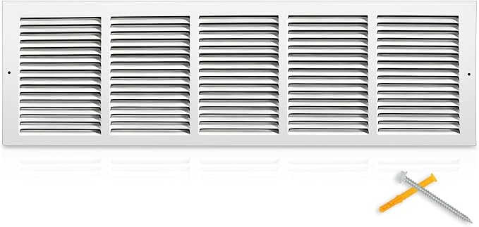 Fancat 30x8 Steel Return Air Grille, HVAC Vent Cover, 0.7cm Overall Depth by SmarterAirBetterLiving