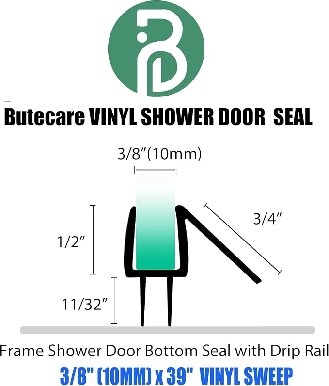 2-Pack Butecare Frameless Shower Door Bottom Seal - Image 3