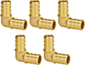 5-Pack 1/2 Inch PEX 90 Degree Elbow Fittings, Brass | PEX Crimp Pipe Fittings by SUNGATOR
