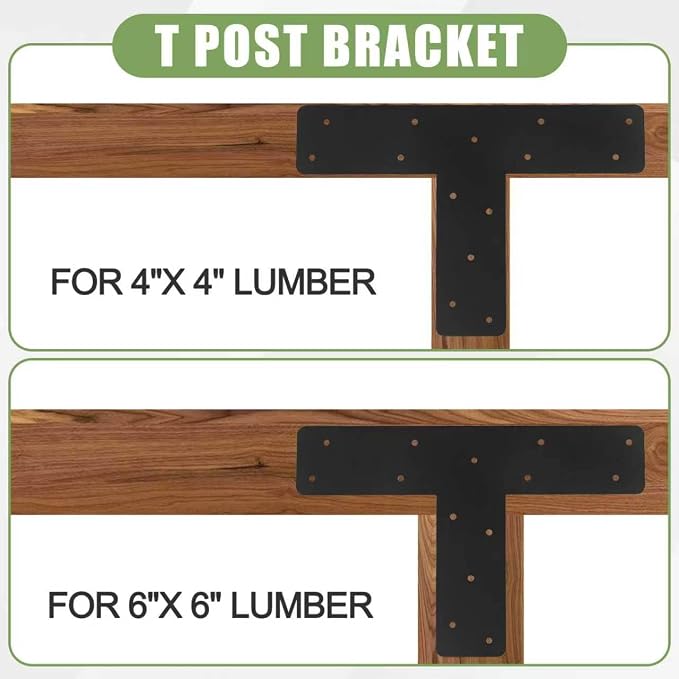 4 Pcs T Post Brackets for Pergola Bracket|Thickness 0.12"| | 13"x 3"Carbon - Image 4