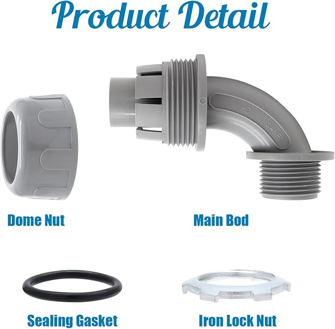 2Pcs 1 Inch NPT Liquid Tight Connector | Nonmetallic, 90 Degree, Electrical - Image 4