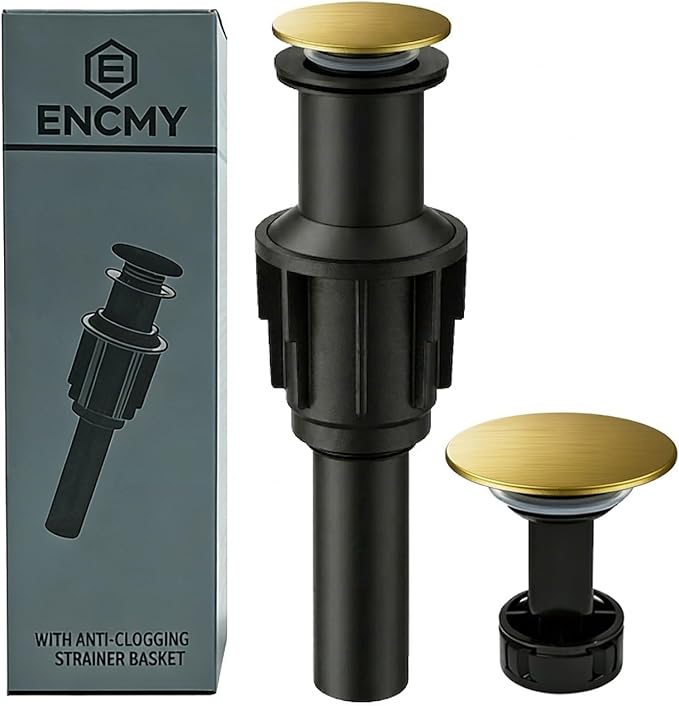 Bathroom Sink Drain Without Overflow- Brushed Gold Pop up Drain by Unknown