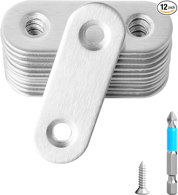 12 Pcs Mending Plate, 1.81 x 0.6 inch Stainless Steel Flat Plates by Anterrific