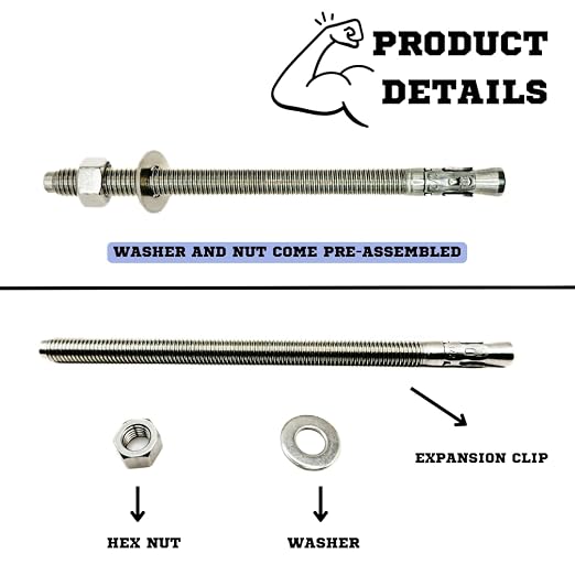 Mighty Fasteners Wedge Anchors – Heavy-Duty 304 Stainless Steel Expansion Bolts - Image 7