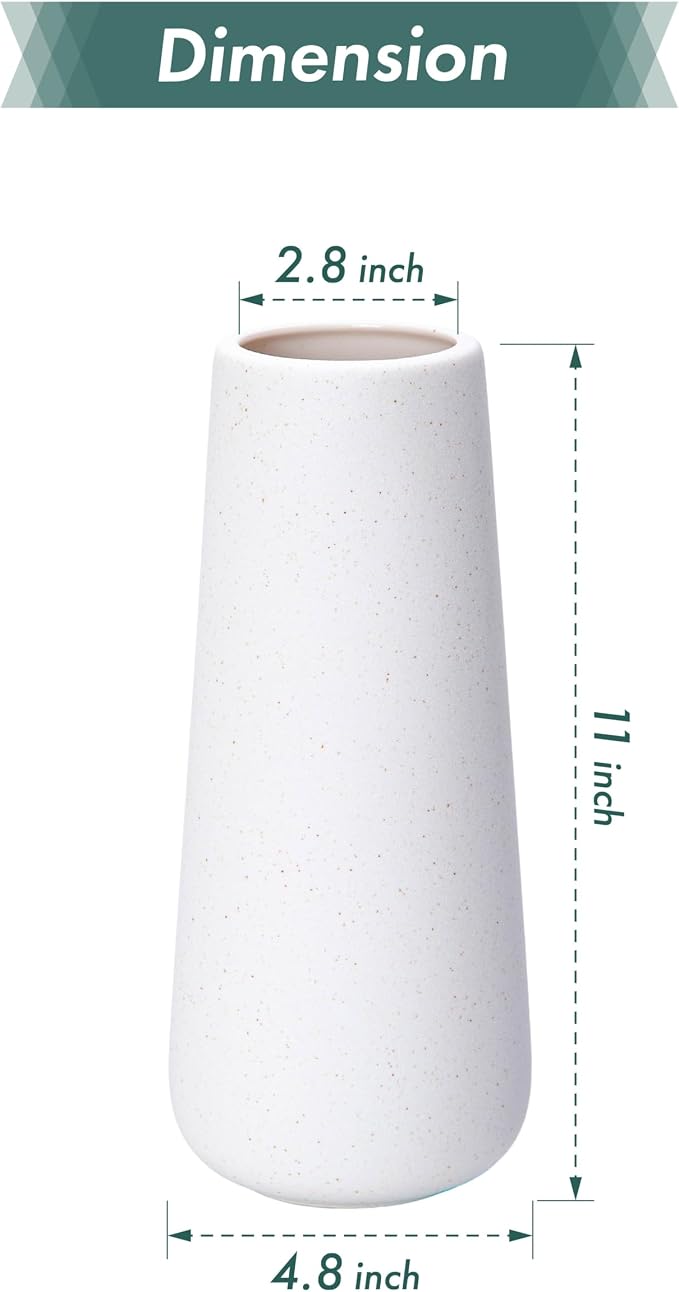 D'vine Dev 11 Inch Ceramic Flower Vase Textured Finishing, Minimalist Design - Image 3