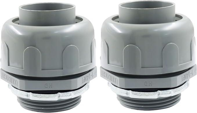 2Pcs 1-1/4 Inch NPT Liquid Tight Connector | Nonmetallic Straight, Electrical - Image 2