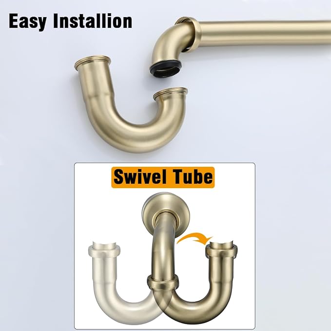 RANDOM Brass P Trap Bathroom Sink U-Shape 1-1/4 inch Sink Trap - Image 4