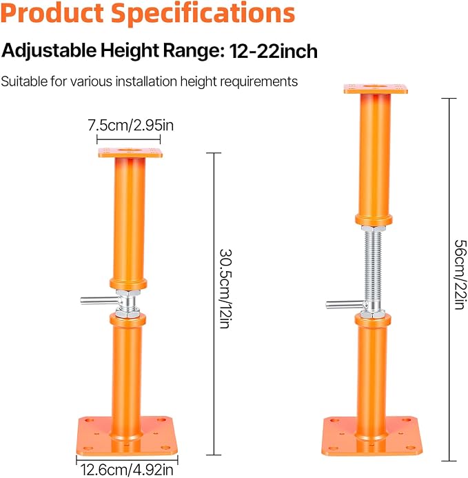 4PCS House Jacks for Leveling Crawlspace 12''-22''Adjustable Support Jack | - Image 2