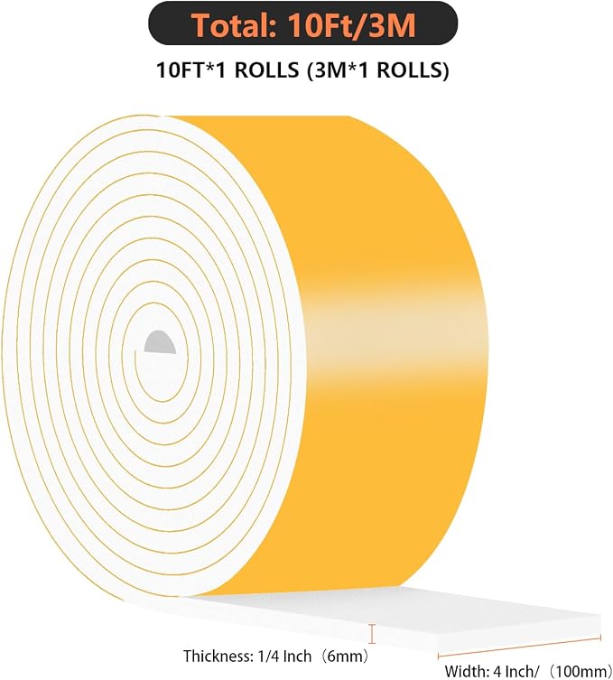 Weather Stripping, High Density CR, 4 in x 1/4 in x 10Ft | Weather Stripping - Image 4