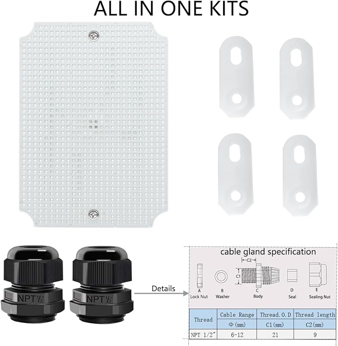 Junction Box, Hinged Cover IP67 Waterproof ABS Project Box - Image 6
