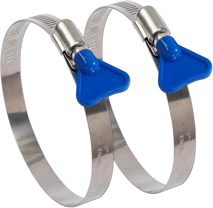 ISPINNER 2pcs 5 Inch Key-Type 304 Stainless Steel Worm Gear Hose Clamps - Image 2