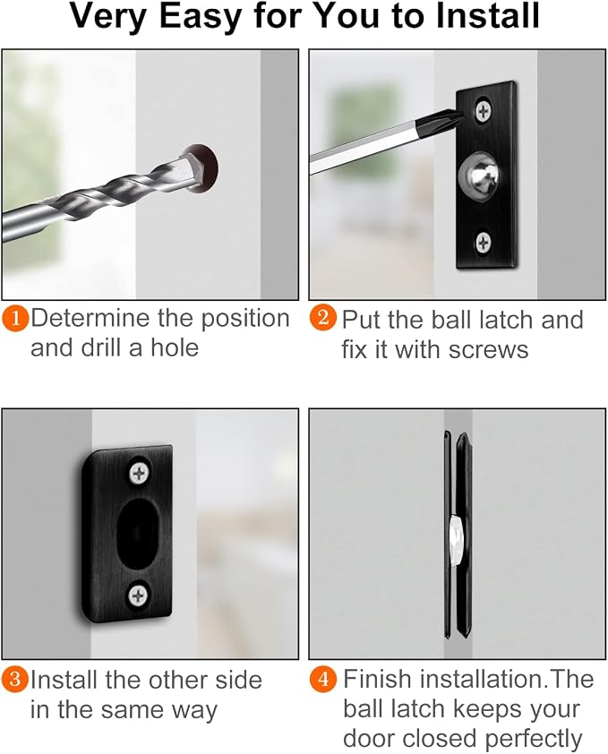Closet Door Ball Catch Hardware Jiayi 4 Pack Adjustable Ball Catch French Door - Image 5