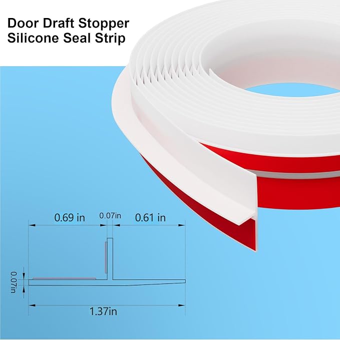 Elvone T-Shaped Weather Stripping Seal, 1.37 in x 20 ft | Flexible door seal - Image 2