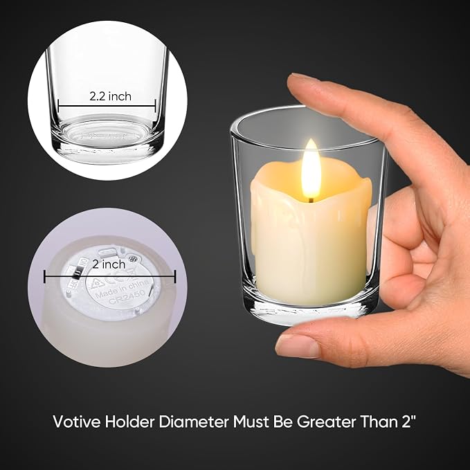 Homemory 2"x2" Real Wax Flameless LED Votive Candles, 6H Timer, 6 Pack | 400+ - Image 3
