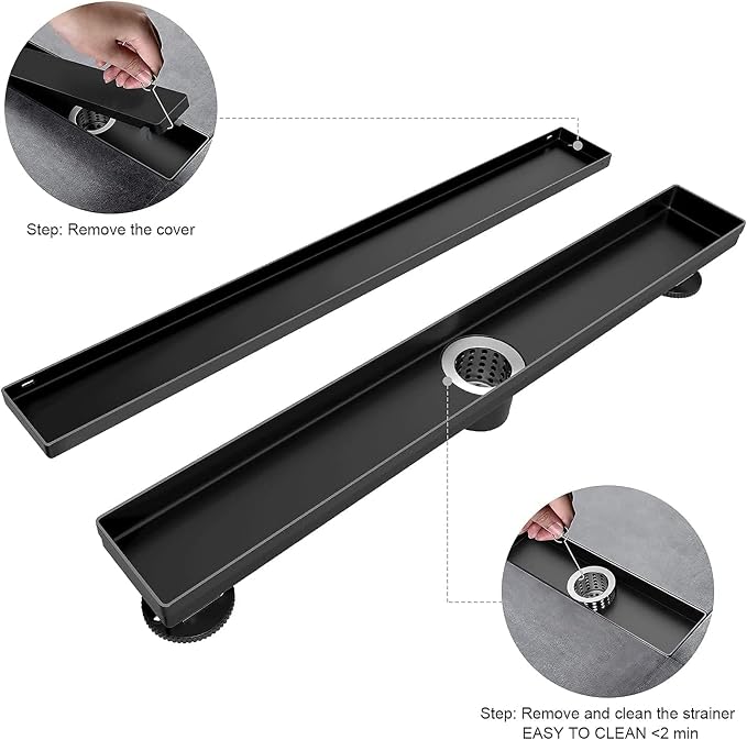 EXF Linear Shower Drain 18 Inch Matte Black - Image 5