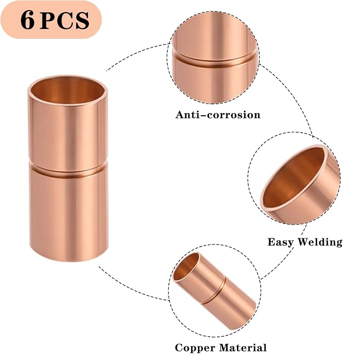 Straight Copper Coupling Fittings, 1/4 Inch Copper Pipe Welding Joint Connector - Image 3