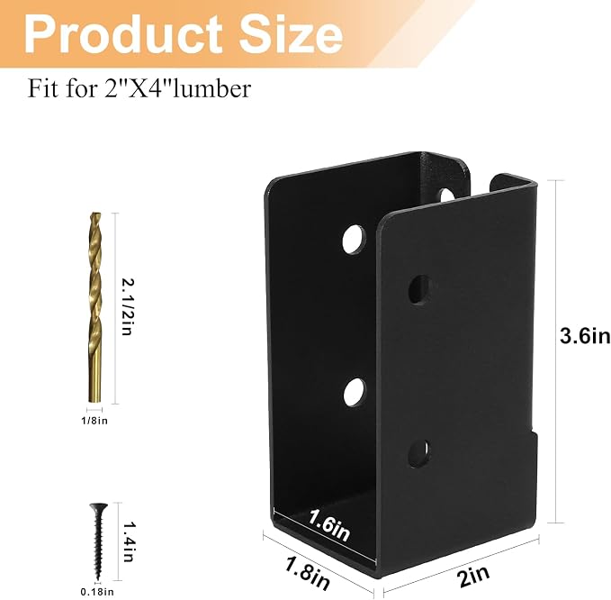 16-Pack 2x4 Joist Hangers Concealed Flange Deck Framing Bracket | Carbon steel - Image 3