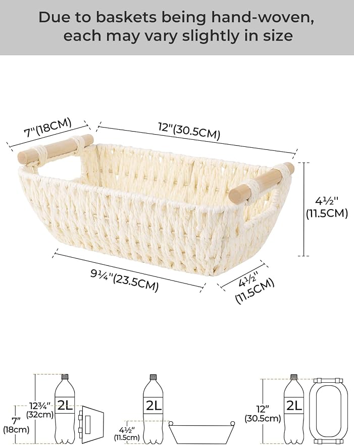 StorageWorks Small Storage Basket, Woven Basket - Image 2