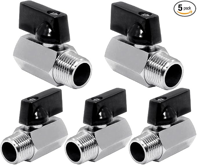 Beduan 1/2 NPT Brass Mini Ball Valve NPT Female x Male Shut-Off Valve 5 PCS by Beduan