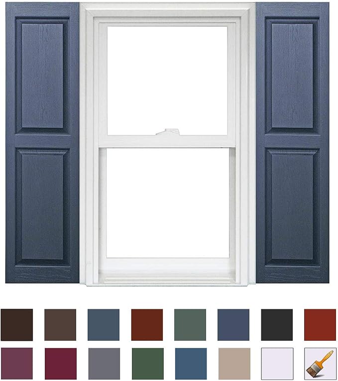 Homeside Raised Panel Vinyl Shutter 1 Pair 14-1/2in. x 71in. 049 Royal - Image 2