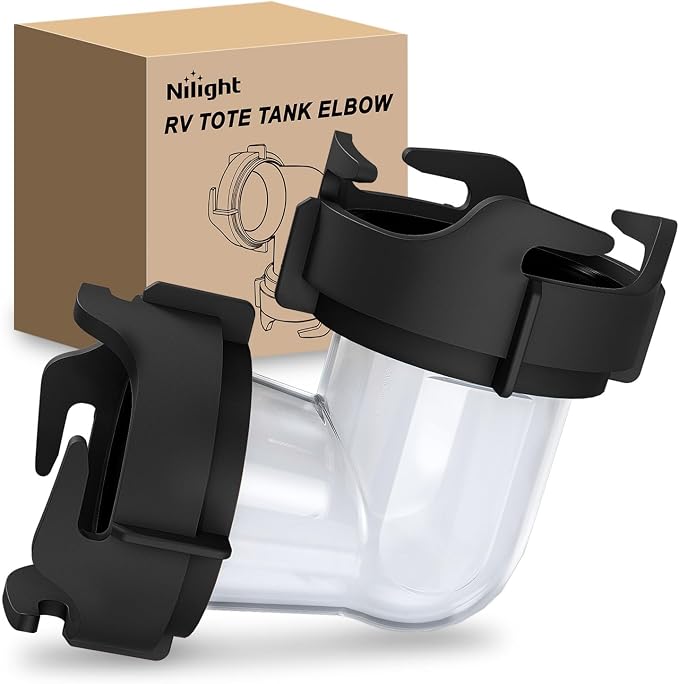 Nilight 90 Degree RV Tote Tank Adapter Clear Sewer Hose Elbow Fitting Black | by Nilight