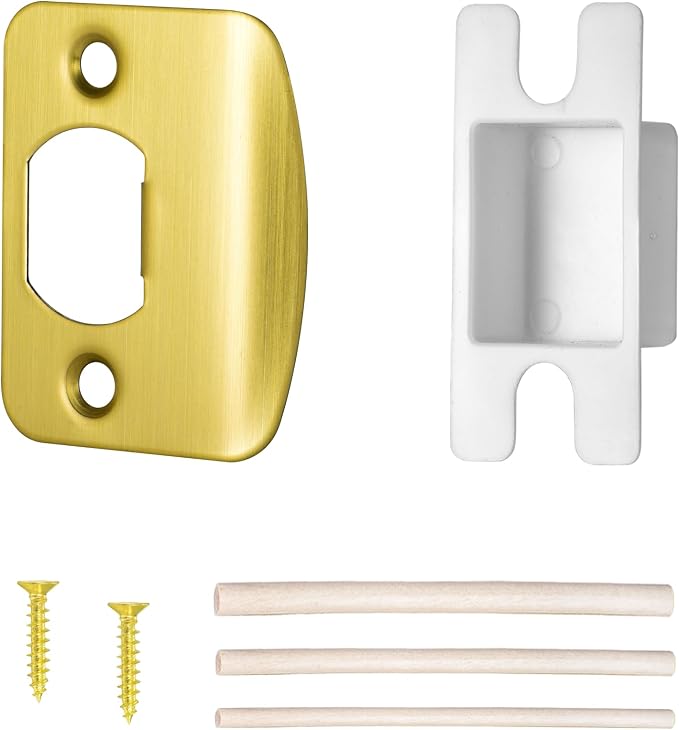Door Strike Plate for Interior Doors, Satin Brass, 1 Pack | 2-1/4"x1-3/4" by Newlaking