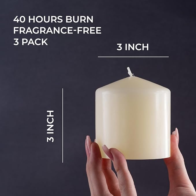 3x3 Pillar Candle Set of 3 - Image 2