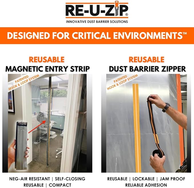 RE-U-ZIP® Reusable Magnetic Dust Barrier Zipper & Reusable Hook & Loop Dust - Image 7