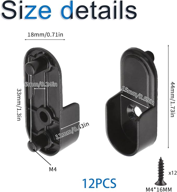INCREWAY 12 PCS Wardrobe Bracket Zinc Alloy Closet Rod Holders Wall Mounted - Image 2
