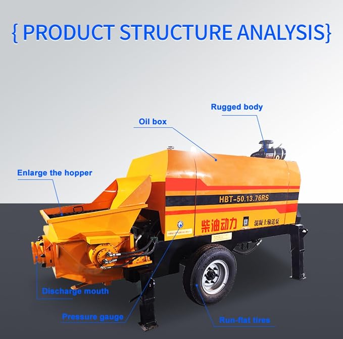 Small Mobile Concrete Pump Portable Hydraulic Cement Line Pump Machine | - Image 3