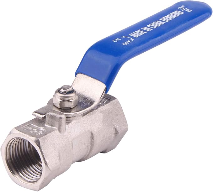 DERNORD Stainless Steel Ball Valve 1PC Type 3/8 Inch NPT Standard Port by DERNORD